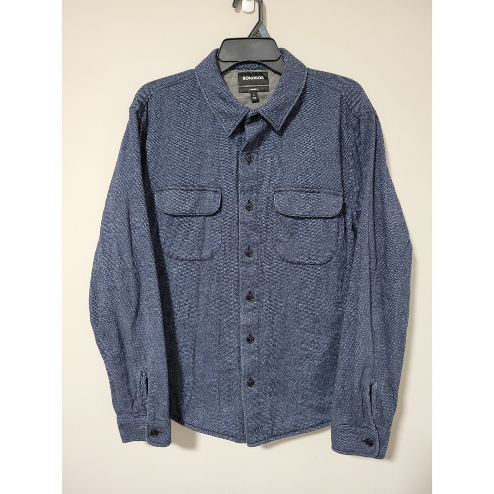 Bonobos Quilted Shacket Men's Large Blue Cotton Shirt Jacket Standard Fit